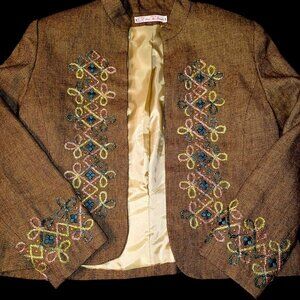 VTG Bolero Cropped Boxy Wearable Boho Art Jacket & Skirt Womens Size Medium